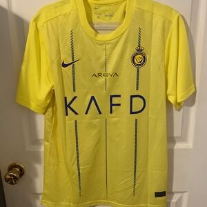 Nike Bright Yellow Soccer Jersey with Blue Details